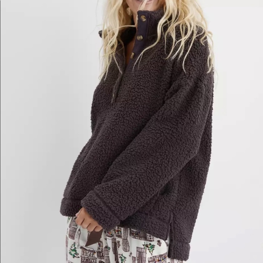 Aerie cloud Sherpa oversized button up